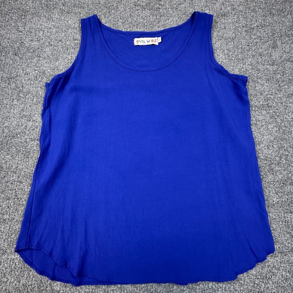 Jams World Tops - Vintage Jams World Tank Top Womens Large Blue Rayon Sleeveless Lightweight USA